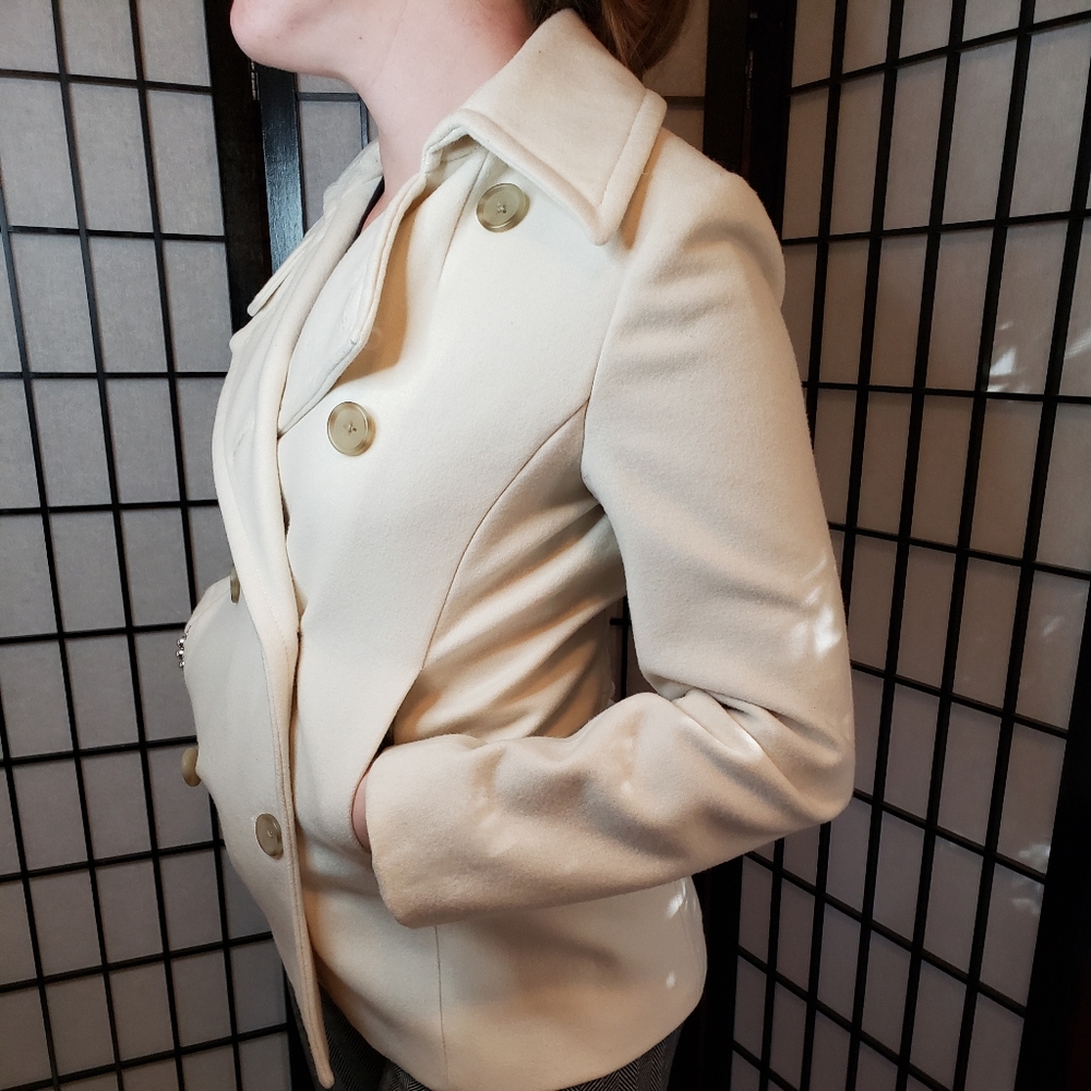J. Crew cream colored wool pea coat size small - Picture 6 of 16